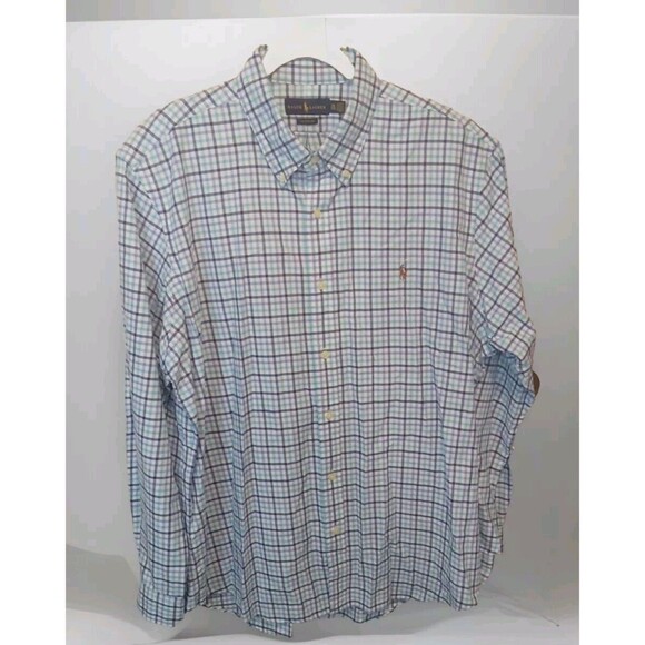 Ralph Lauren Men’s XXL Blue Check Shirt – Long Sleeve – Button Front Classic Fit - Picture 1 of 7
